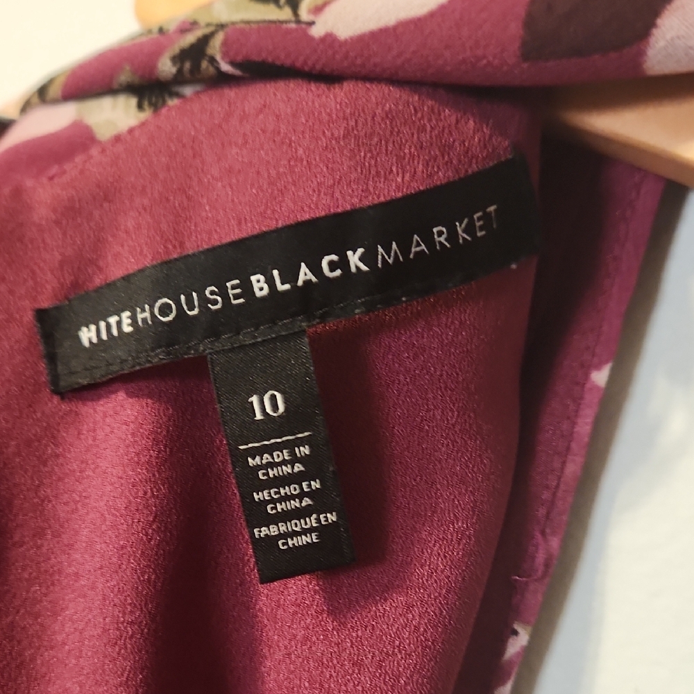 White House Black Market Burgundy Floral Midi Dress - Picture 2 of 3